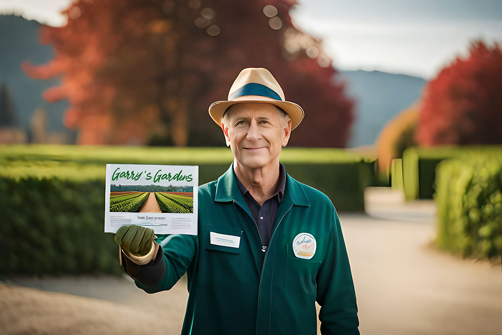 Garry advertising his Garden Business